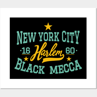 Black Mecca Harlem New York - Harlem Logo - Black Mecca Harlem Shirt Posters and Art